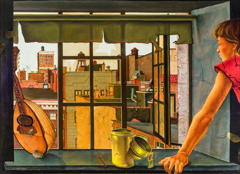 JULES KIRSCHENBAUM (1930–2000), Young Woman at a Window, 1953–54. Oil on canvas, 30 1/8 x 40 1/4 in.