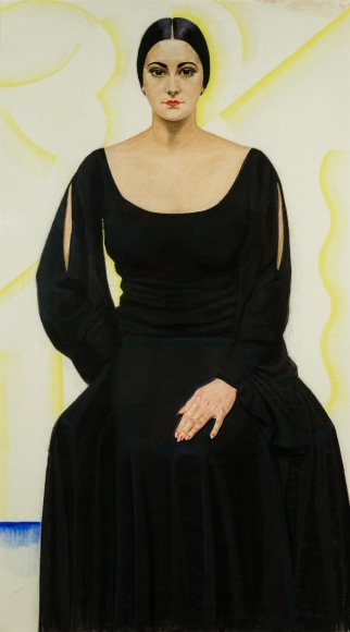 WINOLD REISS (1886–1953), "Rosalee Sondheimer I (In Black Gown)," 1931. Pastel on Whatman board, 53 x 30 in.