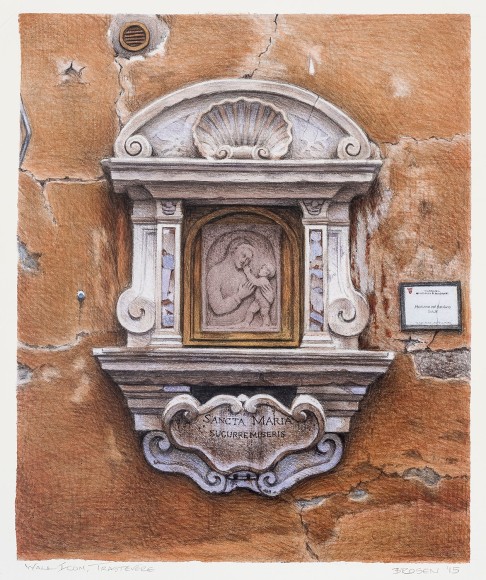 Wall Icon, Trastevere, 2015, Watercolor over graphite on paper, 10 3/8 x 8 1/2 in. 
