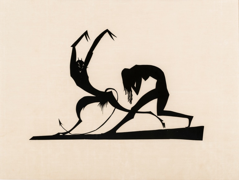 HUNT DIEDERICH (1884–1953). Satyr and Nymph. Paper cutout, 5 1/2 x 8 3/4 in.