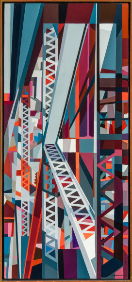 EDMUND D. LEWANDOWSKI (1914&ndash;1998, &quot;Steel and Gray,&quot; 1956. Oil on Masonite, 48 x 18 in.