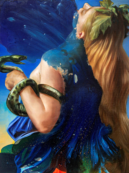 Angela Fraleigh (b. 1976), I Wake Knowing that I Will Sing Again, if I promise to never look back, 2022, Oil and acrylic on Dibond panel, 40 x 30 in.