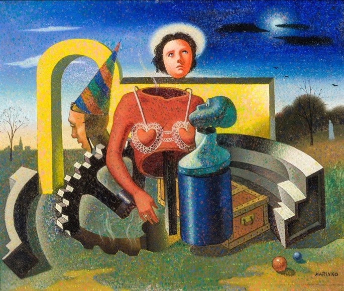 GEORGE MARINKO (1908–1989), Adoration, about 1935–42. Oil on Masonite, 8 x 10 in.