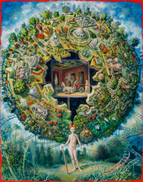 Julie Heffernan (b. 1956), &quot;Study for Self-Portrait with Broken Home,&quot; 2023. Oil on canvas, 28 x 22 in.