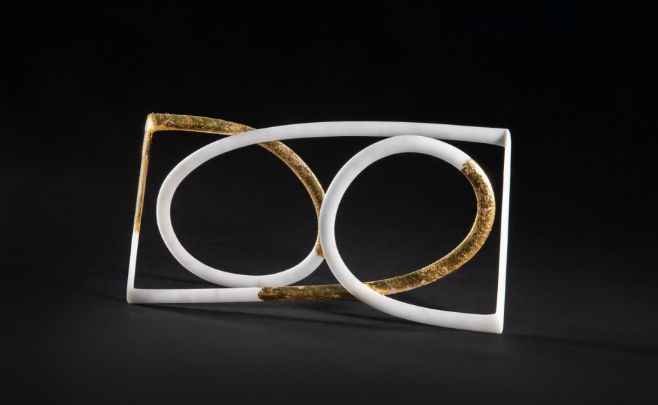 Elizabeth Turk (b. 1961), Passage 21, 2021-22, Marble and gold leaf, 5 3/4 x 11 1/4 x 2 3/8 in.