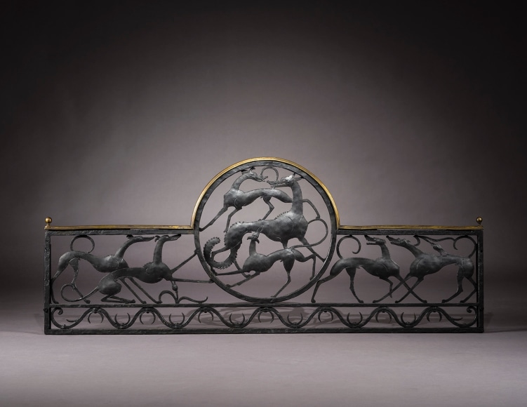 HUNT DIEDERICH (1884–1953), "Window Railing for the James Byrne Residence, 270 Park Avenue, New York," about 1920. Painted wrought iron and brass, 25 3/4 x 64 x 1 1/4 in.