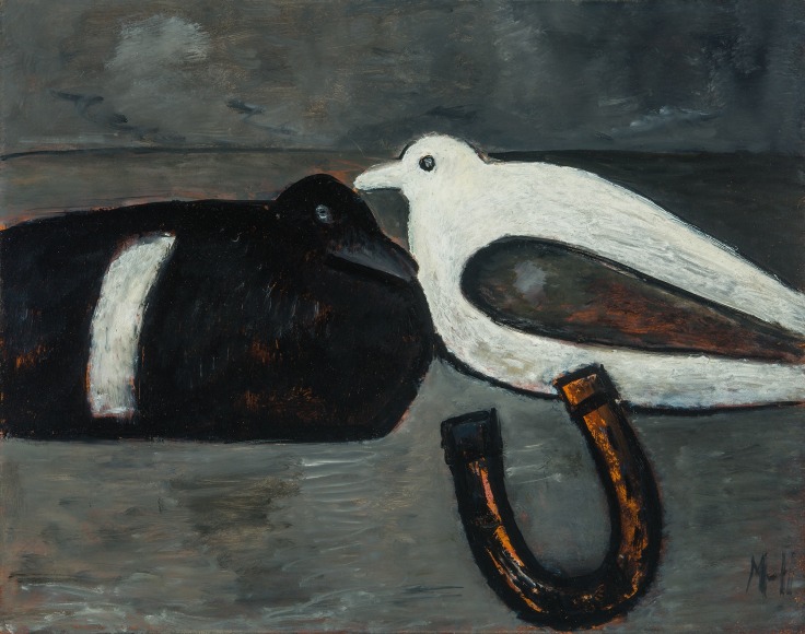 Marsden Hartley, Black and White Decoys, 1940-41, Oil on masonite, 22 x 28 in.
