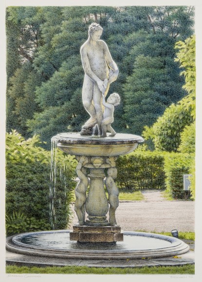 Bardini Gardens, 2015, Watercolor and graphite on paper, 17 x 12 in. 