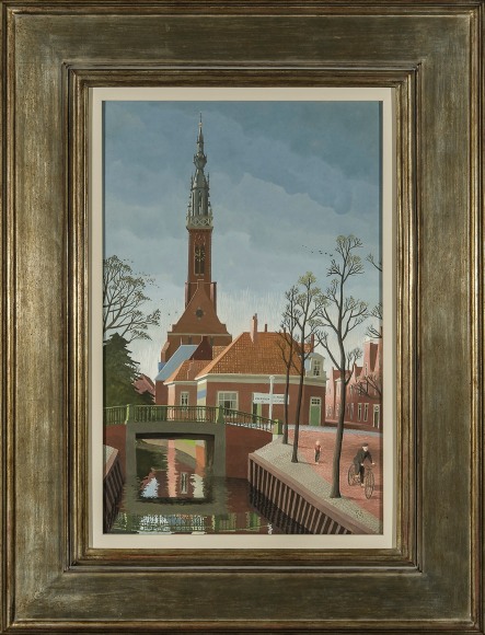 THOMAS FRANSIOLI (1906&ndash;1997). Edam, Holland, 1955. Gouache on paper board, 17 1/8 x 11 1/8 in.
