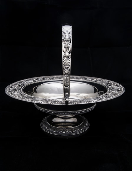 Round Cake Basket with Reticulated Border and Handle, Baldwin Gardiner (1791–1869), New York (active in New York, 1827–47)