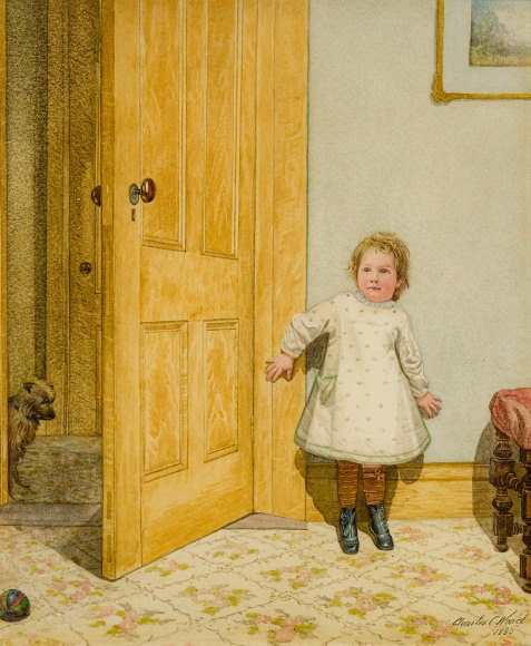 CHARLES CALEB WARD (1831–1896), "Hide and Seek," 1880. Watercolor on paper, 11 5/8 x 9 3/4 in.