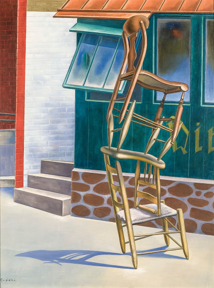O. Louis Guglielmi (1906–1956), "Tumblers," 1942. Oil on composition board, 10 x 8 in.