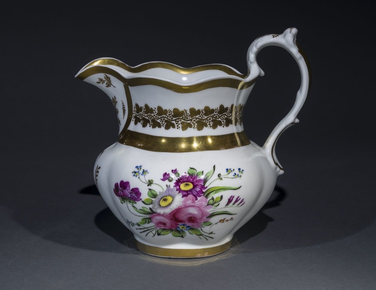 Large Pitcher with Floral and Gold Decoration