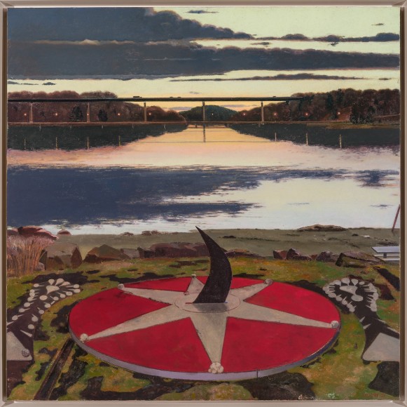 John Moore (b. 1941), &quot;Sundial,&quot; 2021. Oil on canvas, 46 x 46 in. (detail).