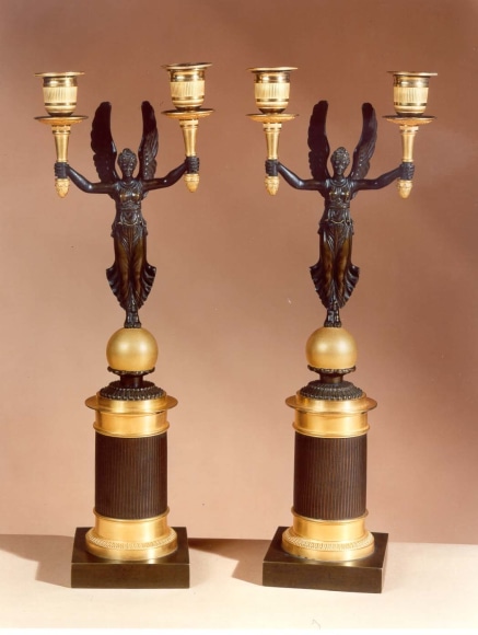 Pair Two-Arm Figural Candelabra in the Empire Taste, about 1820