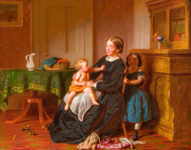 SEYMOUR JOSEPH GUY (1824&ndash;1910), &quot;Peek-a-Boo.&quot; Oil on canvas, 12 x 15 1/8 in.