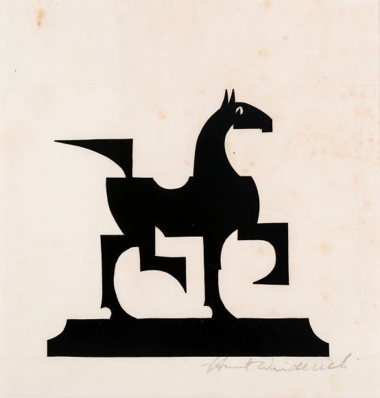 HUNT DIEDERICH (1884–1953). Cubist Horse. Paper cutout, 7 3/4 x 8 1/2 in.