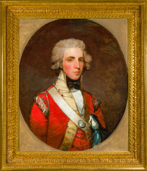 GILBERT STUART (1755–1828), "Portrait of Captain George Cockburn, " c. 1790. Oil on canvas, 30 1/4 x 25 1/4 in. Showing gilded Carlo Maratta frame.