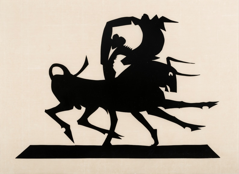 HUNT DIEDERICH (1884–1953), "Matador and Bull." Paper cutout, 11 1/2 x 15 in.