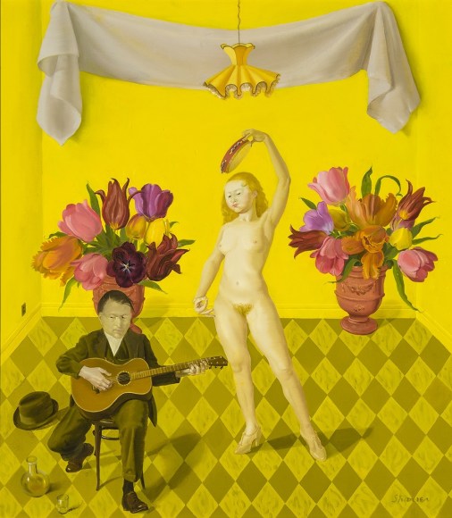 Honoré Sharrer (1920–2009), "Painted Smiles," 1988. Oil on canvas, 17 x 15 in.