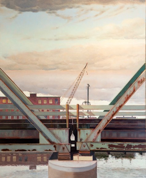 close-up view of an old bridge