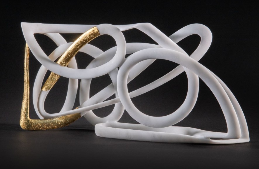 Elizabeth Turk (b. 1961), Passage 1, 2014-22, Marble and gold leaf, 6 x 12 x 2 in.