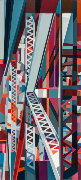 EDMUND LEWANDOWSKI (1914&ndash;1998), &quot;Steel and Gray,&quot; 1956. Oil on Masonite, 42 x 18 in.