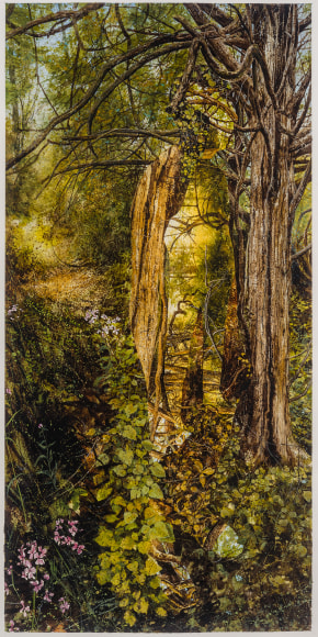 a watercolor painting by Colin Hunt of a silhouette's void in a landscape