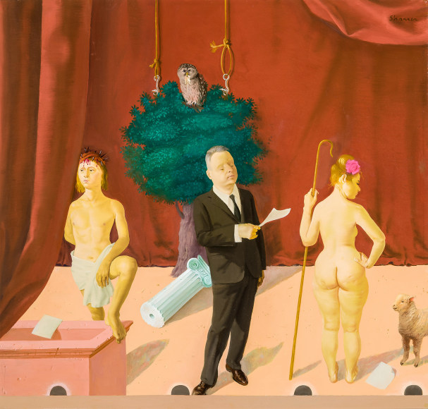 HONORÉ SHARRER (1920–2009), The Play, 1997. Oil on canvas, 18 x 19 in.