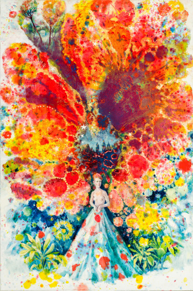 Julie Heffernan (b. 1956), &quot;Study for Spill (Landscape),&quot; 2023. Oil on canvas, 30 x 20 in.