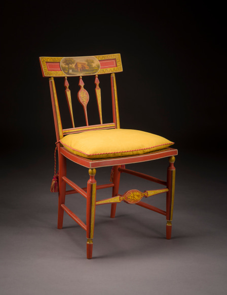 Painted Chinese Red and Gilded “Fancy” Side Chair, about 1815, Attributed to Thomas S. Renshaw and John Barnhart, Baltimore (active about 1814–15)
