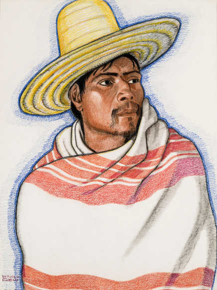 WINOLD REISS (1886–1953), "Indian Man from Mexico." Pastel on paper, 25 x 19 in.