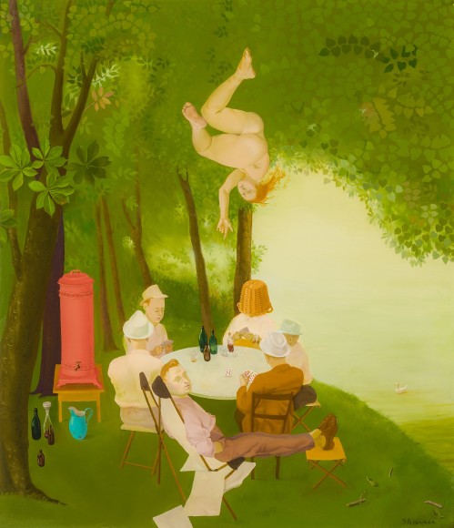 HONOR&Eacute; DESMOND SHARRER (1920&ndash;2009), &quot;Poker,&quot; 1987. Oil on canvas, 22 x 19 in.