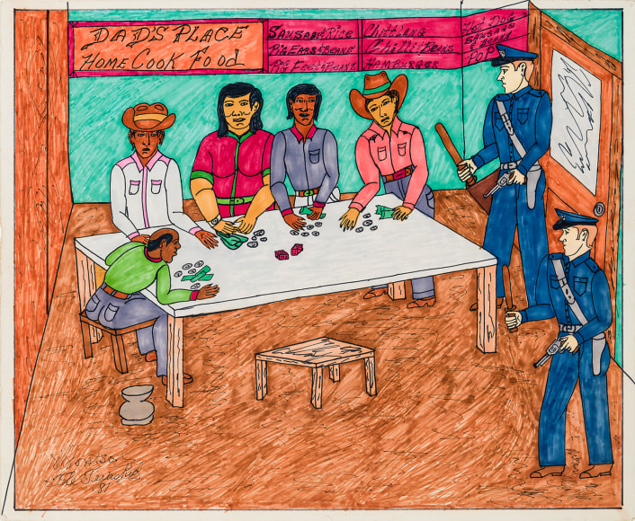 Willard Watson, aka &quot;The Texas Kid&quot; (1921&ndash;1955), &quot;Dad's Place Home Cook Food,&quot; 1981. Colored marker and pencil on board, 14 x 17 in.