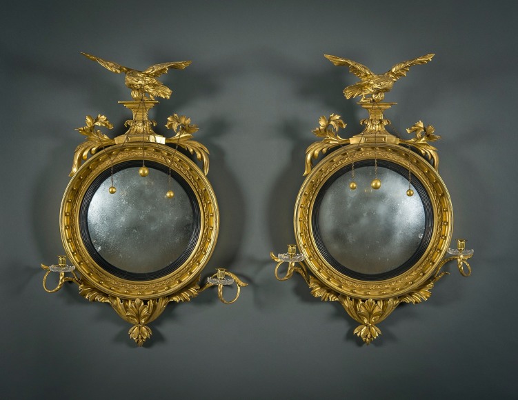 Pair Girandole Mirrors with Eagles and Candlearms, about 1810