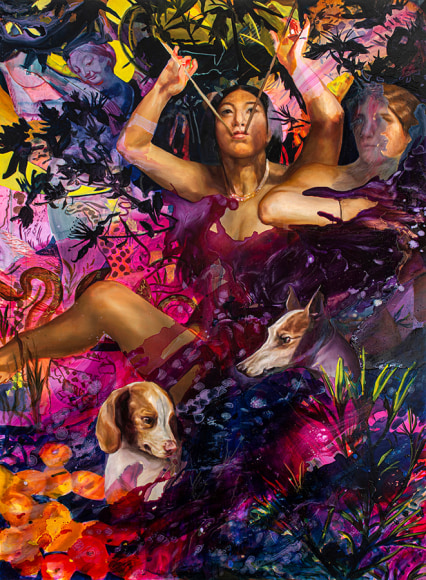 ANGELA FRALEIGH (b. 1976), &quot;We are in a time of new suns,&quot; 2022. Oil and acrylic on Dibond panel, 78 x 57 in.