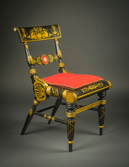 Painted Black and Gilded “Fancy” Side Chair, about 1830, Attributed to John (1777–1851) and Hugh (1781–1831) Finlay, Baltimore (active about 1800/01–30)