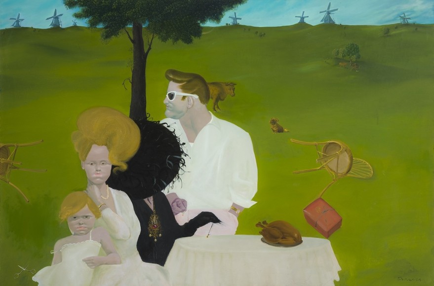 Honor&eacute; Sharrer (1920&ndash;2009), &quot;Before the Divorce,&quot; 1976 / 1999. Oil on board, 49 3/4 x 73 5/8 in.