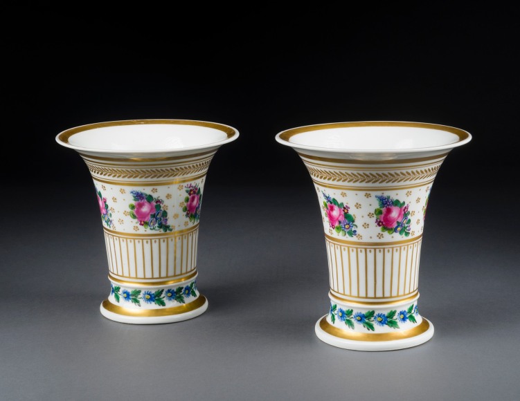 Pair of Flared Vases with Floral Decoration, about 1832–38, Tucker Factories, Philadelphia (active 1826–38)