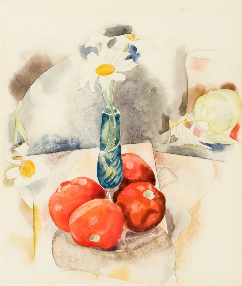 CHARLES DEMUTH (American, 1883&ndash;1935), &quot;Daisies and Tomatoes,&quot; 1925. Watercolor and gouache on paper, 13 3/4 x 11 3/4 in.