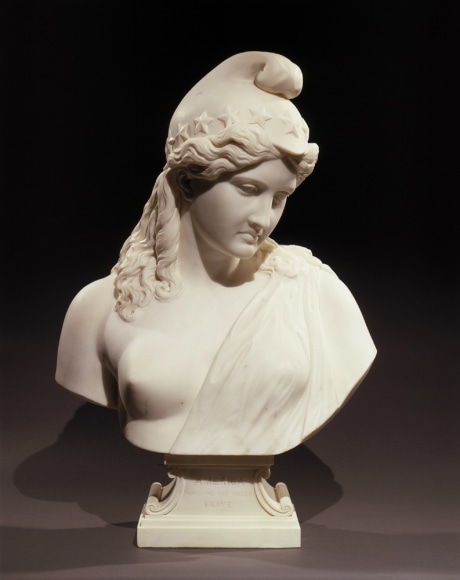 JAMES HENRY HASELTINE (1833–1907), America Honoring Her Fallen Brave, 1867. Marble bust, 29 1/2 in. high