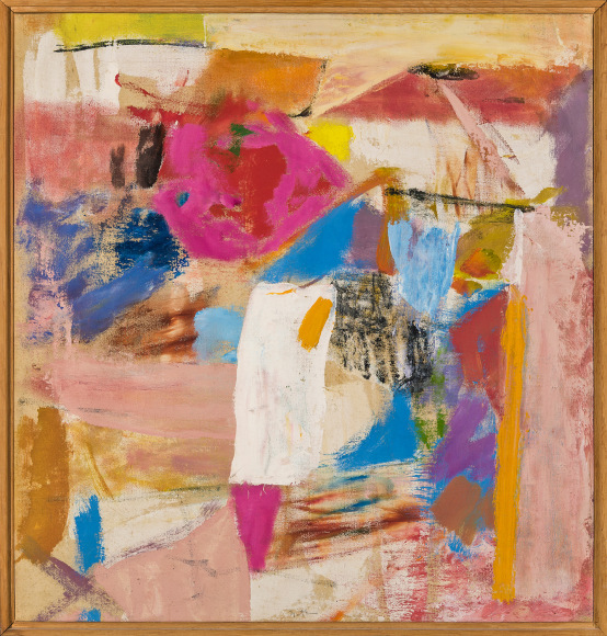 an early painting by Robert Natkin, showing the influence of collage and abstract expressionism
