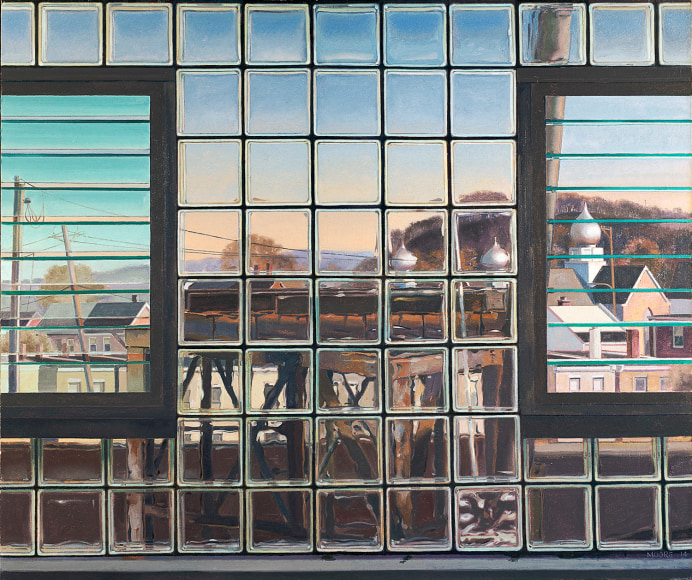 JOHN MOORE (b. 1941), Six O’Clock in Mill Town, 2014. Oil on canvas, 42 x 50 in.
