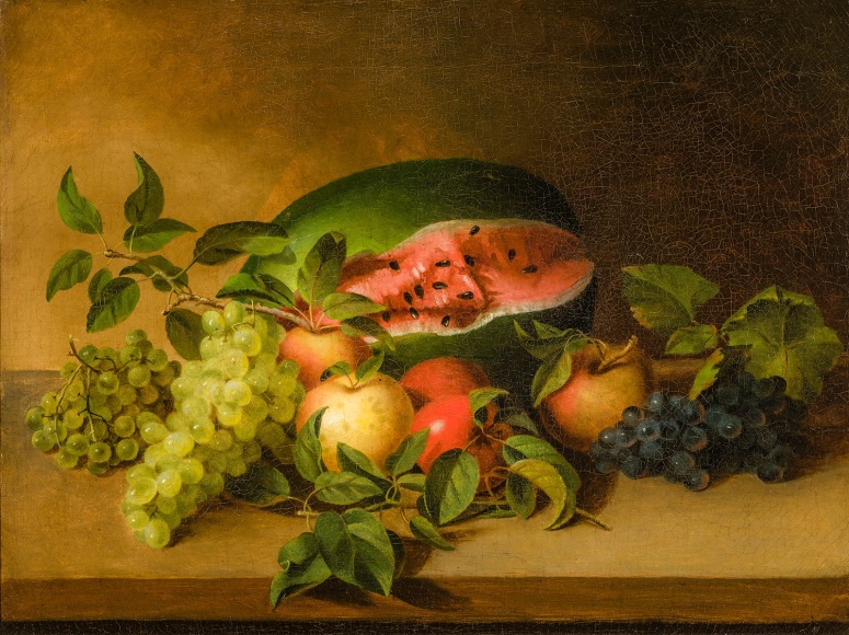 JAMES PEALE (1749&ndash;1831), &quot;Still Life with Watermelon,&quot; 1829. Oil on canvas, 20 x 26 1/2 in.