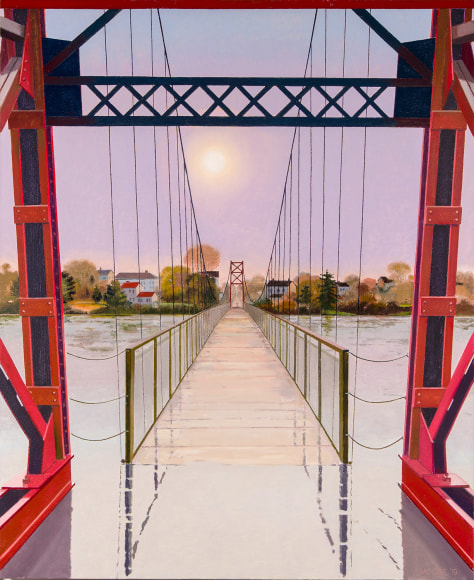looking across a bridge over a flooded river