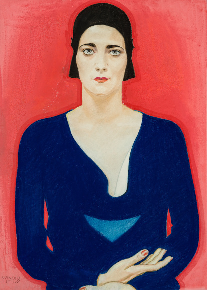 WINOLD REISS (1886&ndash;1953), &quot;Katherine [Kathryn] Hamill,&quot; about 1930. Mixed media on Whatman board, 29 3/4 x 21 3/4 in.