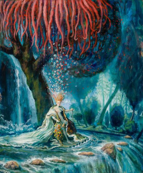 Julie Heffernan (b. 1956), &quot;Study for Self-Portrait as Mad Queen,&quot; 2023. Oil on canvas, 24 x 20 in.