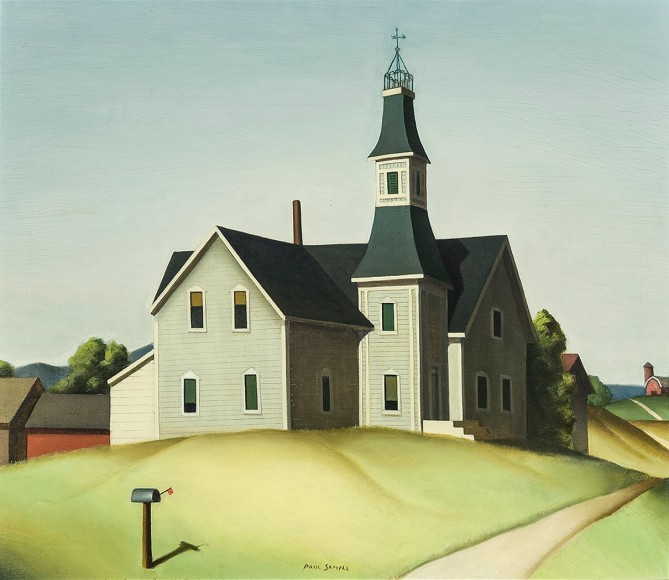 PAUL SAMPLE (1896&ndash;1974), &quot;Church in Evansville (Schoolhouse),&quot; 1934. Oil on canvas, 24 x 28 in.