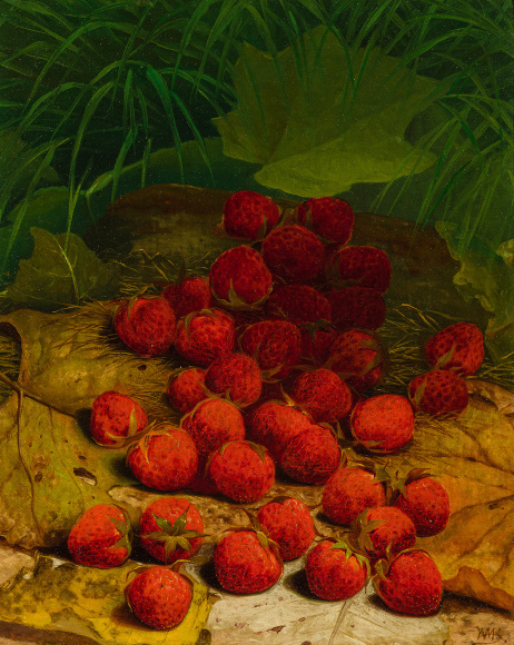 WILLIAM MASON BROWN (1828&ndash;1898), &quot;Strawberries Strewn on a Forest Floor,&quot; c. 1865&ndash;70. Oil on canvas, 12 x 10 in.