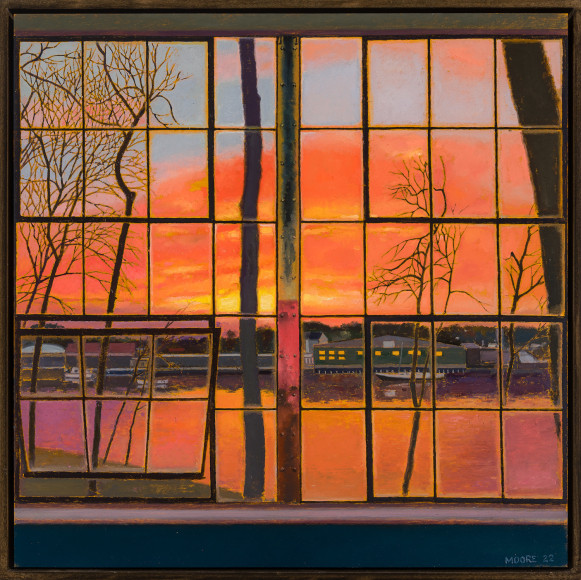 John Moore (b. 1941), &quot;Red Sky,&quot; 2022. Oil on board, 24 x 24 in.
